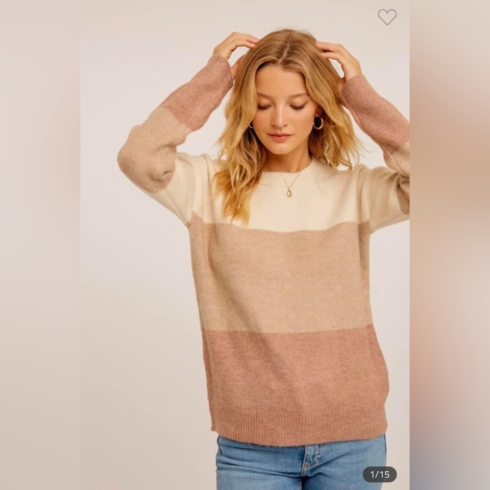 New Hem&Thread Color Block Sweater